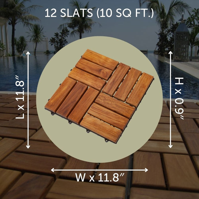 Oiled Teak Interlocking Tiles (10 Sq Ft) - Terracea - Teak HQ™