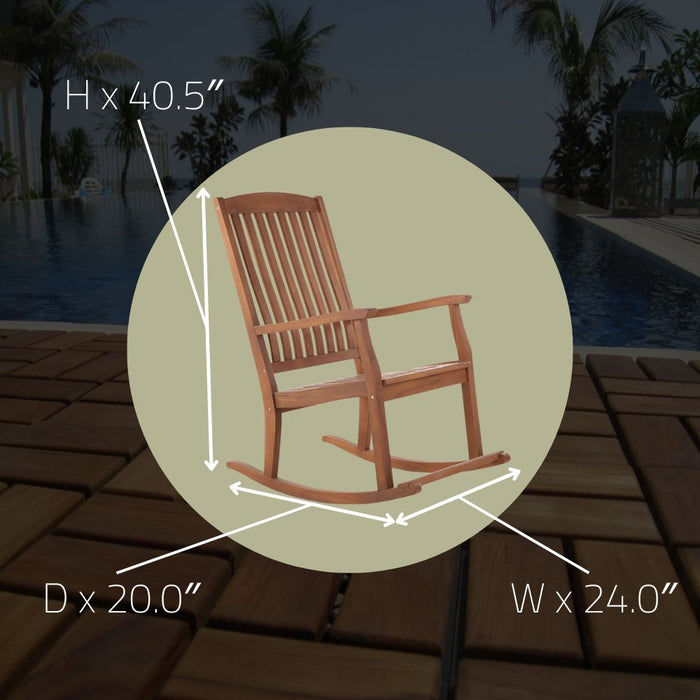Oiled Teak Rocking Chair for Outdoors - Monaco - Teak HQ™