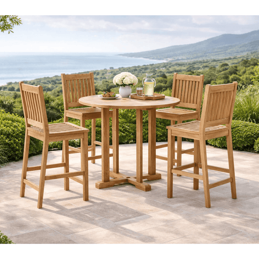 Outdoor Teak Bar Set - Bahama (Table) & Avalon (4 Chairs) - Teak HQ™