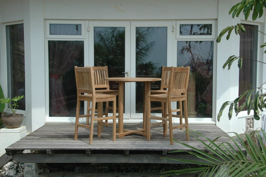 Outdoor Teak Bar Set - Bahama (Table) & Avalon (4 Chairs) - Teak HQ™