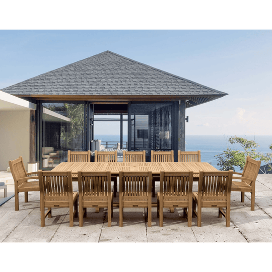 Outdoor Teak Dining Set for 12 - Valencia (Table) & Sahara (Chairs) - Teak HQ™