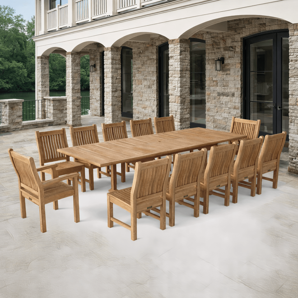 Outdoor Teak Dining Set for 12 - Valencia (Table) & Sahara (Chairs) - Teak HQ™