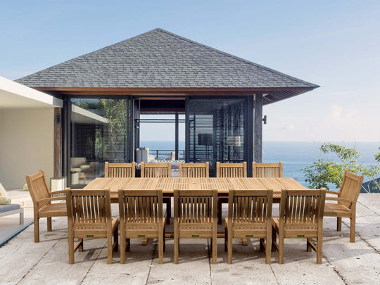 Outdoor Teak Dining Set for 12 - Valencia (Table) & Sahara (Chairs) - Teak HQ™