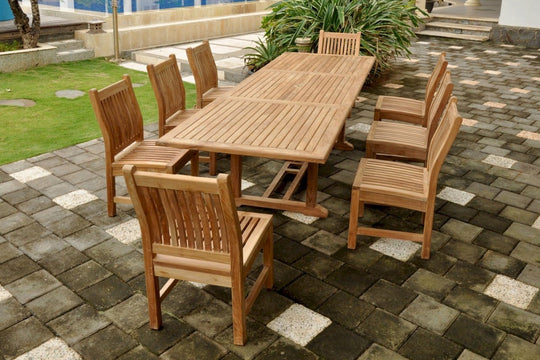 Outdoor Teak Dining Set for 8 - Bahama (Table) & Sahara (Chairs) - Teak HQ™