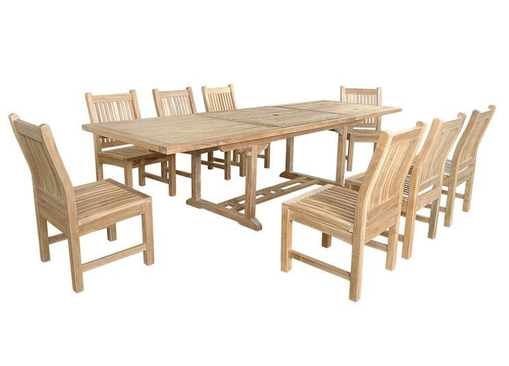 Outdoor Teak Dining Set for 8 - Bahama (Table) & Sahara (Chairs) - Teak HQ™