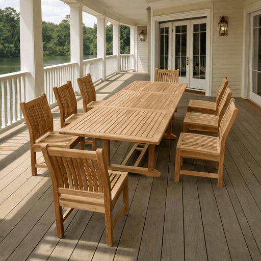 Outdoor Teak Dining Set for 8 - Bahama (Table) & Sahara (Chairs) - Teak HQ™