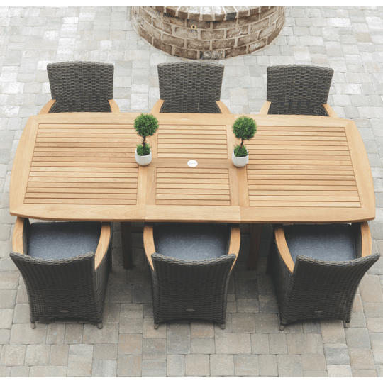 Outdoor Teak Dining Table Set - Family (Table) & Helena (6 Chairs) - Teak HQ™