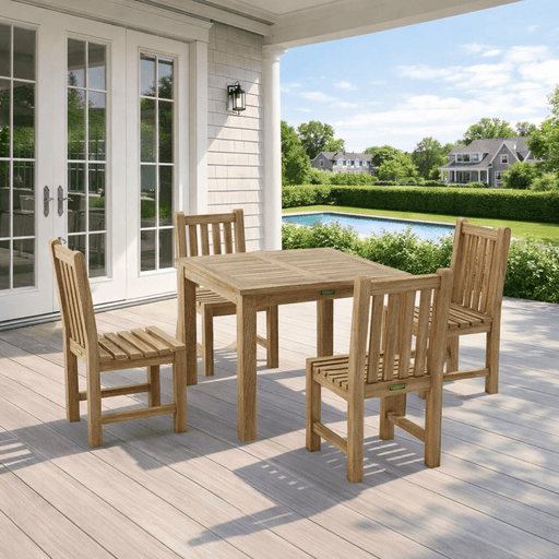 Outdoor Teak Wood Dining Table and Chairs - Bahama (Table) & Classic (4 Chairs) - Teak HQ™