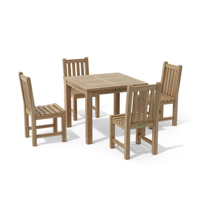 Outdoor Teak Wood Dining Table and Chairs - Bahama (Table) & Classic (4 Chairs) - Teak HQ™
