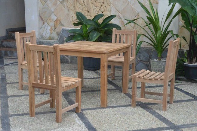 Outdoor Teak Wood Dining Table and Chairs - Bahama (Table) & Classic (4 Chairs) - Teak HQ™