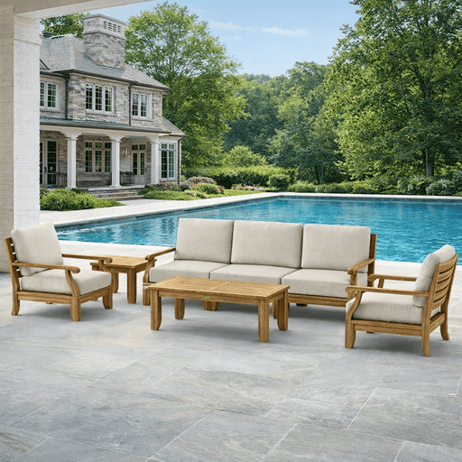 Real Teak Outdoor Furniture - Riviera 7 - Piece Sectional Set - Teak HQ™