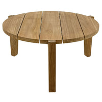 Round Teak Coffee Table With 3 Legs (33" Diameter) - Monarch