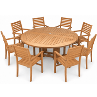 Round Teak Dining Table and Chairs - DropLeaf (Table) & Avant (8 Chairs)