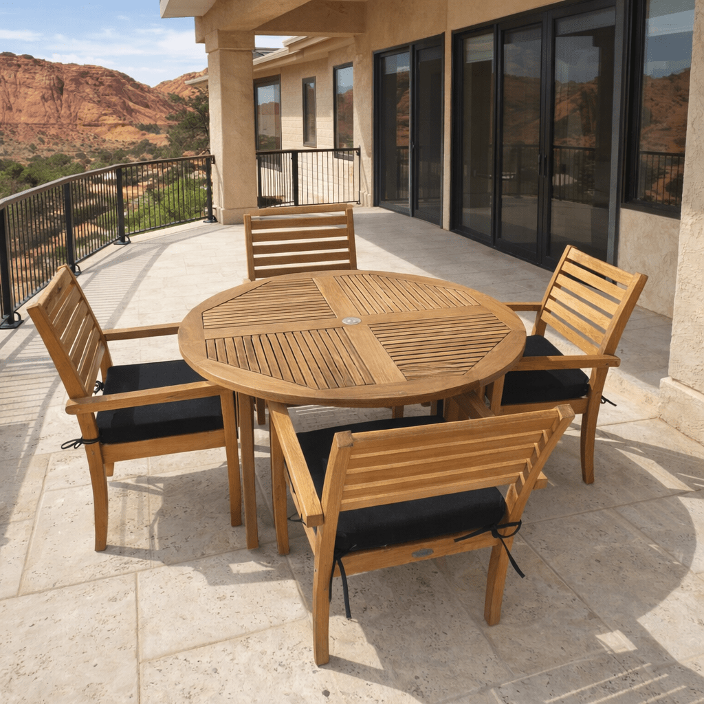 Round Teak Outdoor Dining Set - Sailor (Table) & Avant (4 Chairs) - Teak HQ™
