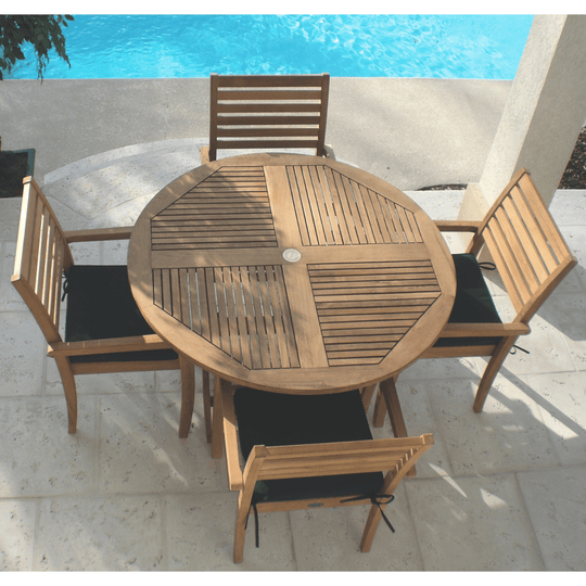 Round Teak Outdoor Dining Set - Sailor (Table) & Avant (4 Chairs) - Teak HQ™