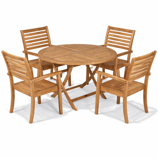 Round Teak Outdoor Dining Set - Sailor (Table) & Avant (4 Chairs) - Teak HQ™