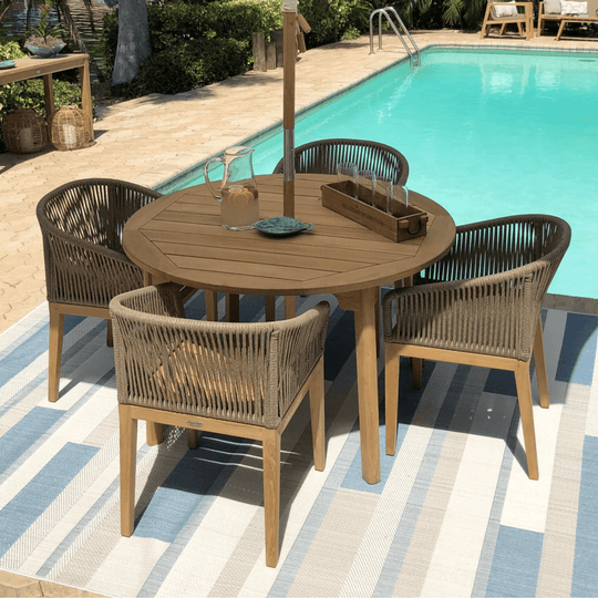 Round Teak Patio Set - Admiral (Table) & Malibu (4 Chairs) - Teak HQ™