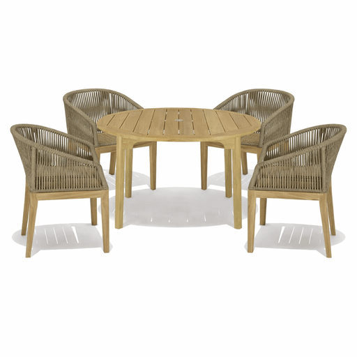Round Teak Patio Set - Admiral (Table) & Malibu (4 Chairs) - Teak HQ™