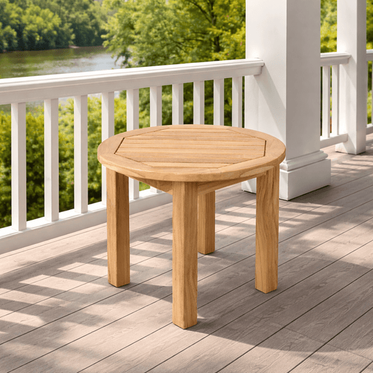Round Teak Side Table (22" Diameter) - Miami - Teak HQ™