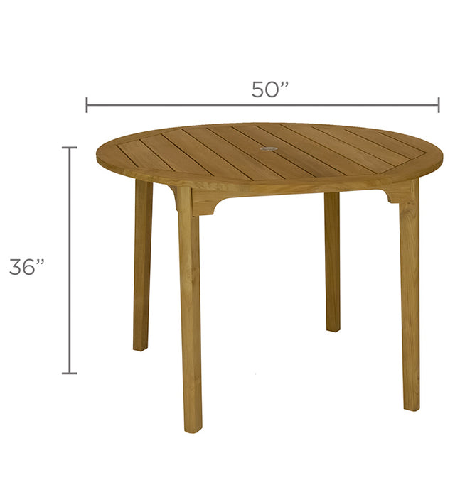 Round Teak Outdoor Table (50" Diameter) - Admiral