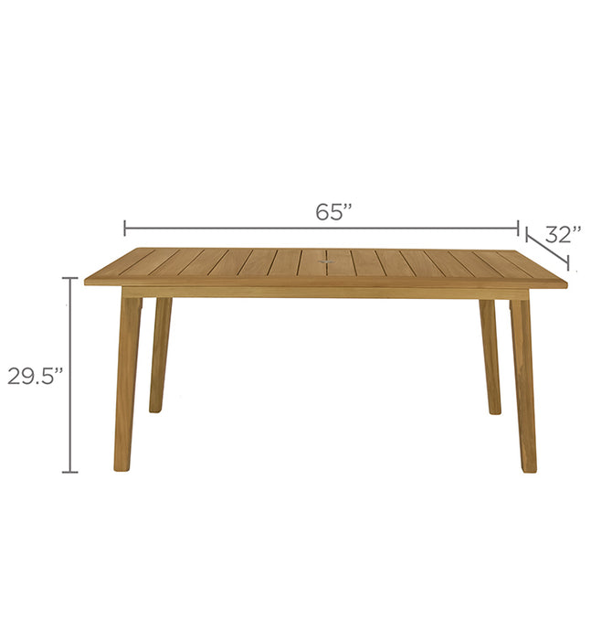 Teak Outdoor Dining Table (65" Long Rectangle) - Admiral