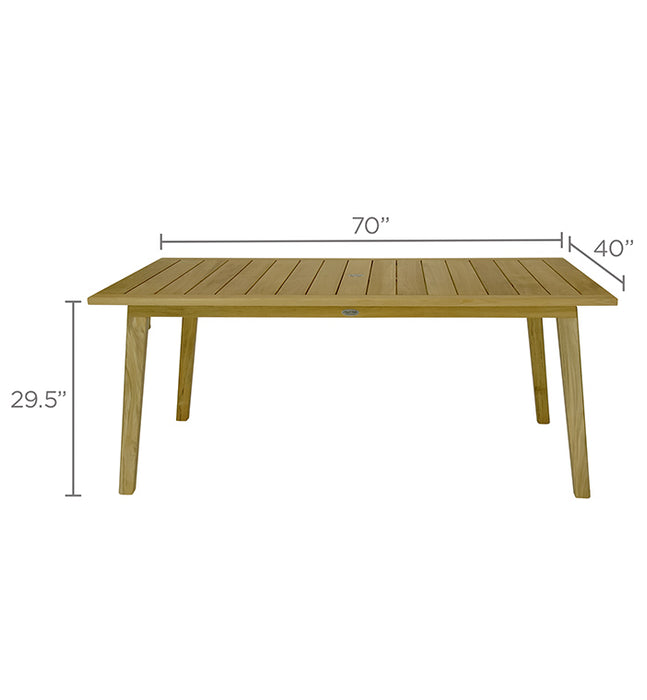 Teak Wood Dining Table (70" Long Rectangle) - Admiral