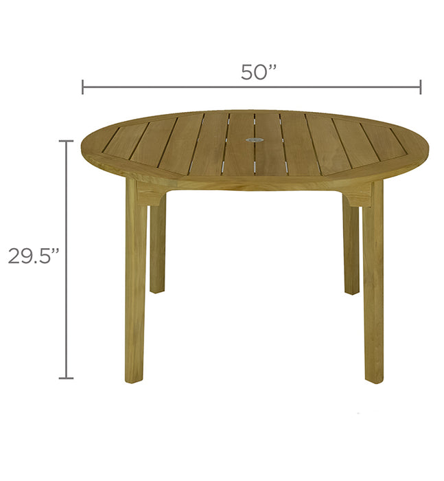 Round Teak Outdoor Dining Table (50" Diameter) - Admiral