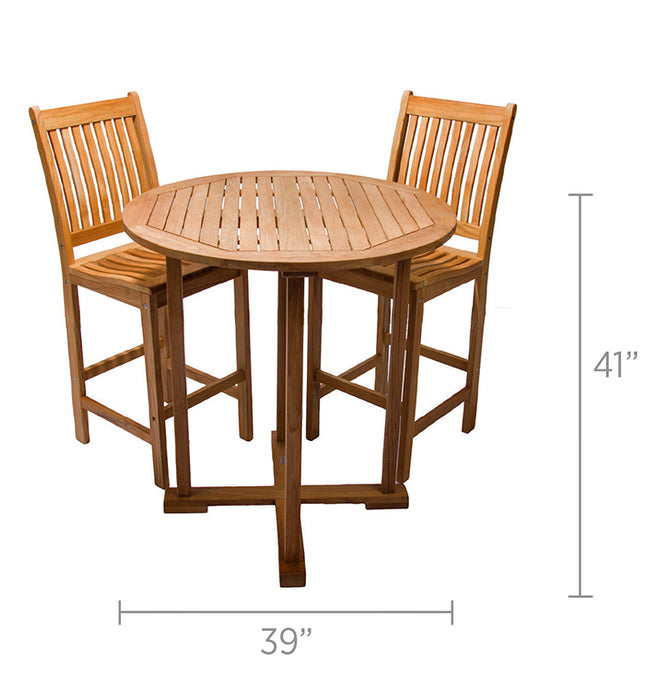 Teak Bar Height Table (39" Diameter) - Royal Teak