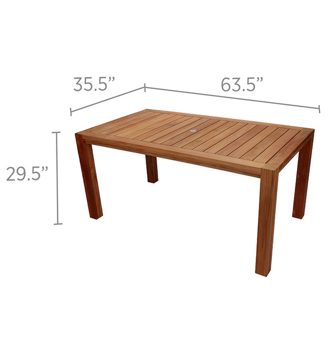 Teak Patio Table (63" Long Rectangle) - Comfort