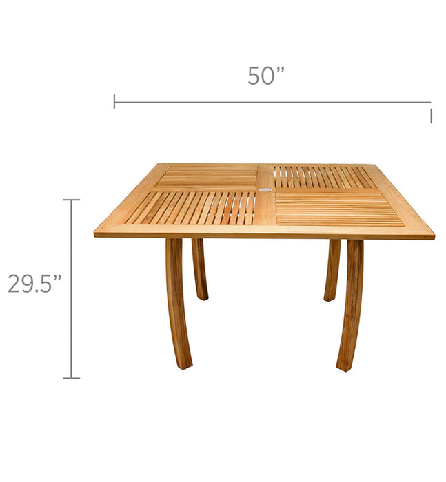 Teak Outdoor Patio Table (50" Square) - Dolphin