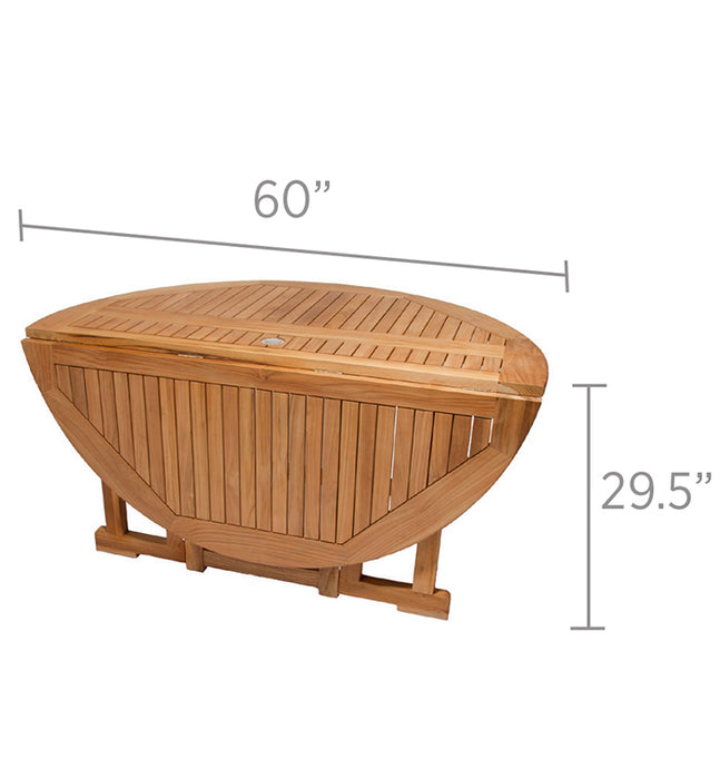 Foldable Teak Table (60" Round) - DropLeaf