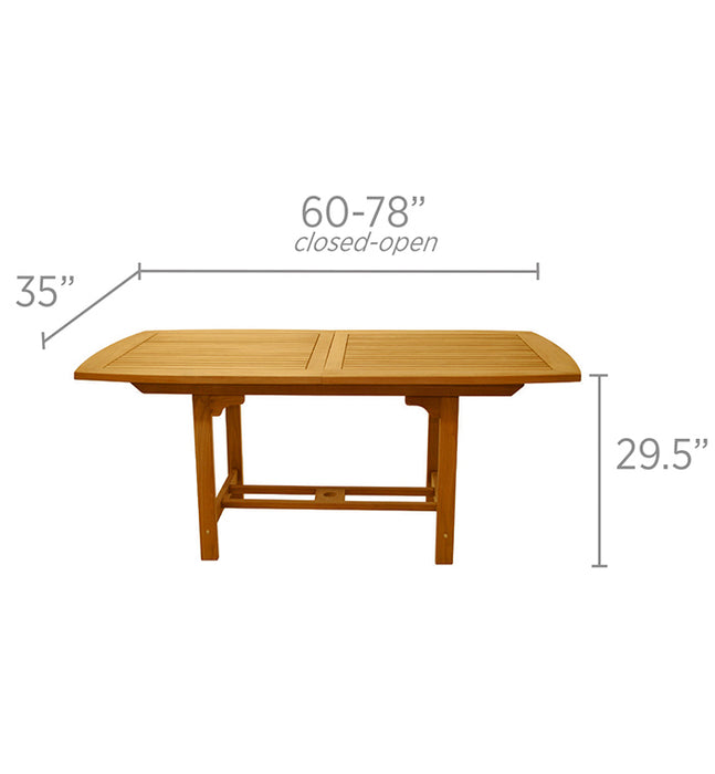 Teak Extendable Outdoor Table (78" Long Rectangle) - Family