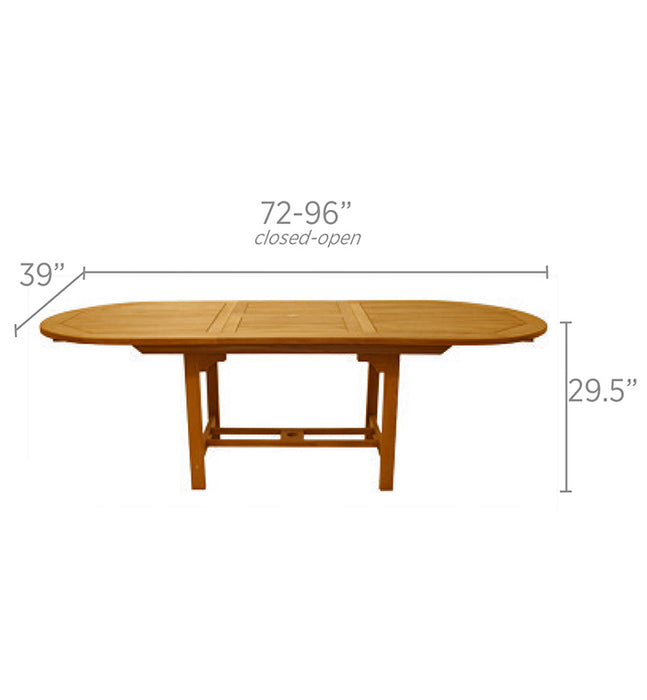 Oval Teak Dining Table (96" Long) - Family