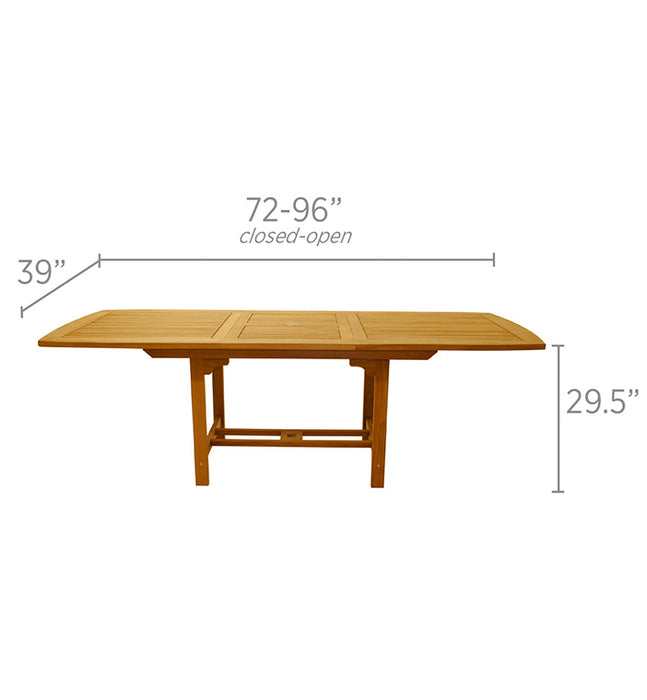 Teak Extendable Dining Table (96" Long Rectangle) - Family