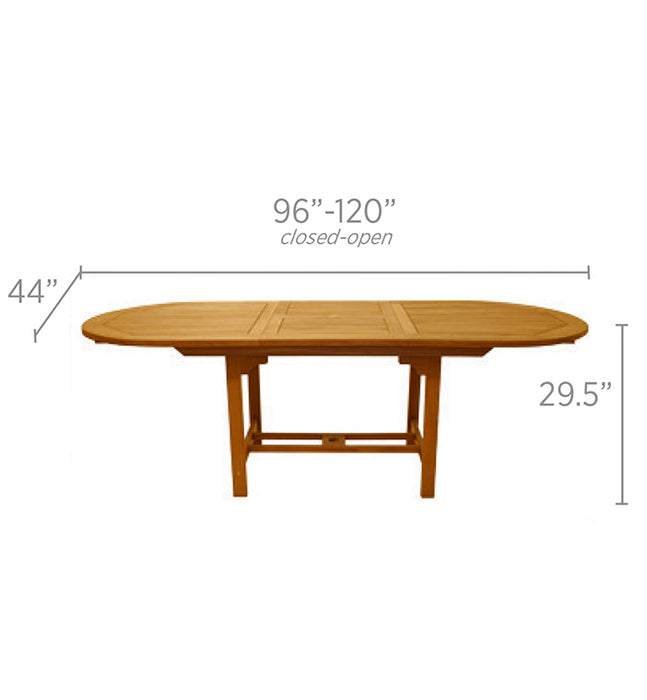 Teak Outdoor Dining Table for 10 (120" Long Oval) - Family