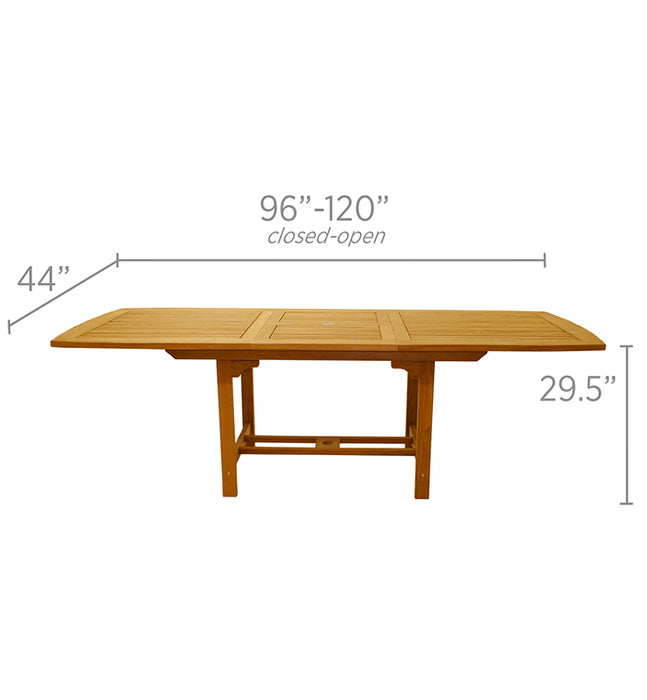 Teak Patio Dining Table (120" Long Rectangle) - Family