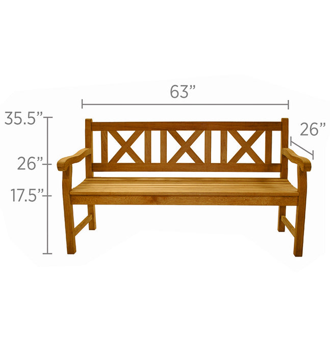 Wooden Teak Bench (3-Seater) - Skipper