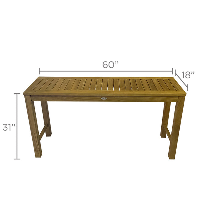 Teak Outdoor Console Table (60" Long Rectangle) - Royal Teak