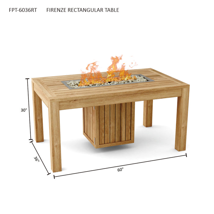 Teak Firepit Table (60" Long Rectangle) - Firenze