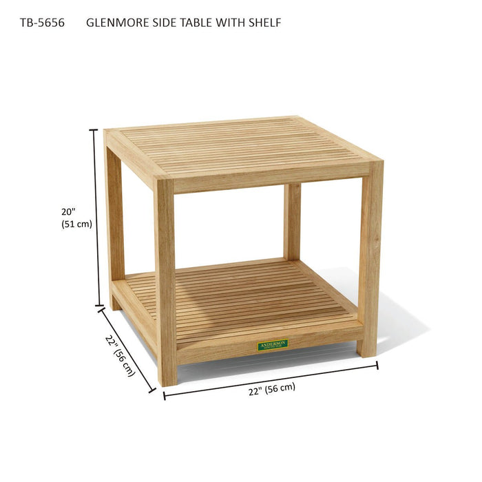 Small Outdoor Teak Side Table (22" Square) - Glenmore - Teak HQ™