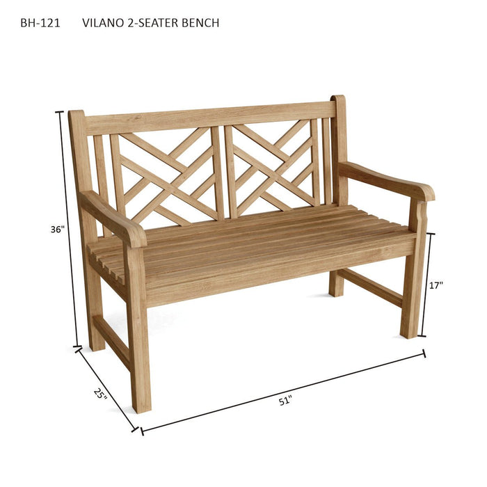Small Teak Bench (2 - Seater) - Vilano - Teak HQ™