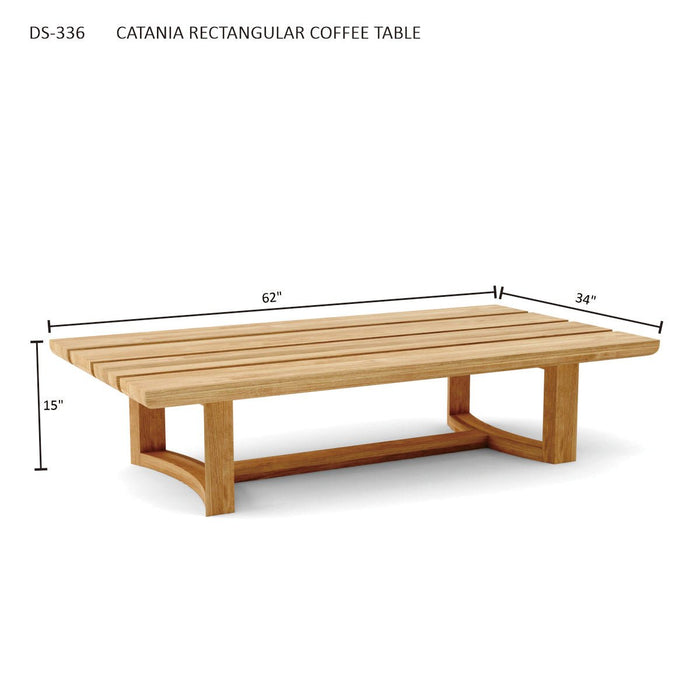 Solid Teak Coffee Table (62" Long Rectangle) - Catania - Teak HQ™