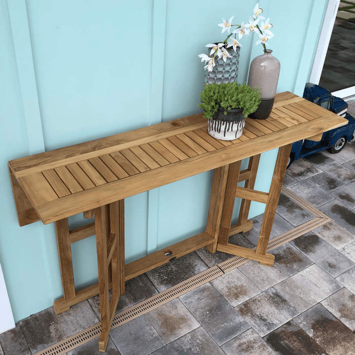 Solid Teak Dining Table (64" Long Rectangle) - DropLeaf - Teak HQ™