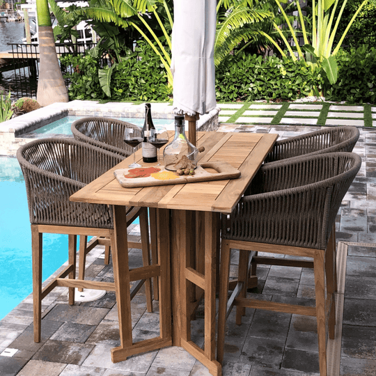 Solid Teak Dining Table (64" Long Rectangle) - DropLeaf - Teak HQ™
