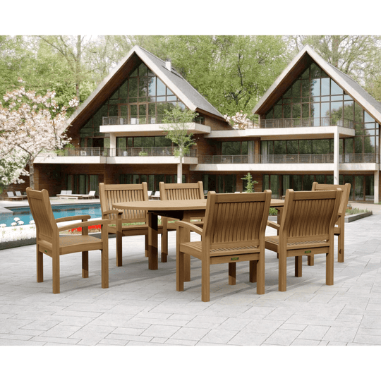 Solid Teak Outdoor Dining Set - Bahama (Table) & Sahara (6 Chairs) - Teak HQ™