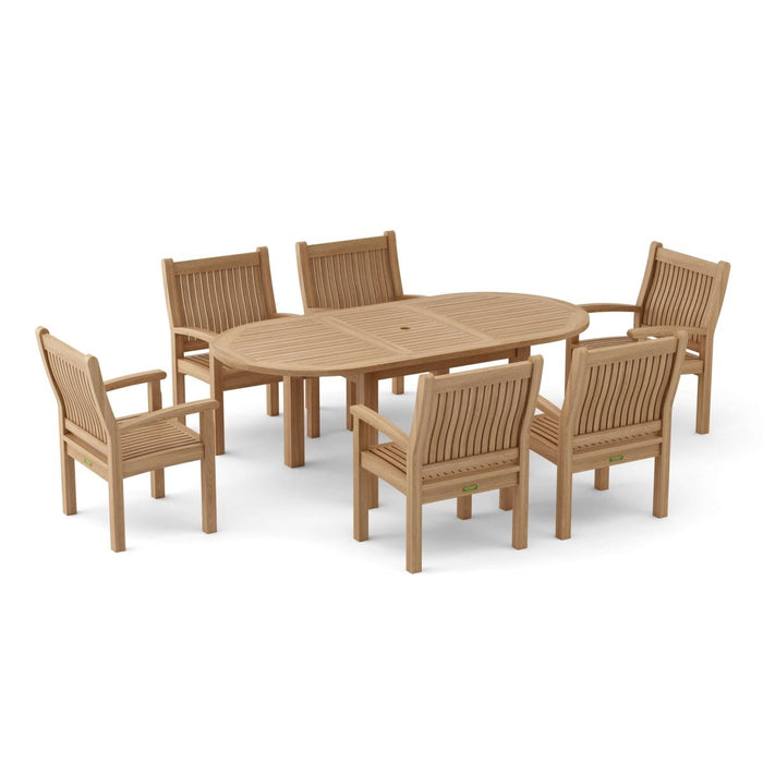 Solid Teak Outdoor Dining Set - Bahama (Table) & Sahara (6 Chairs) - Teak HQ™