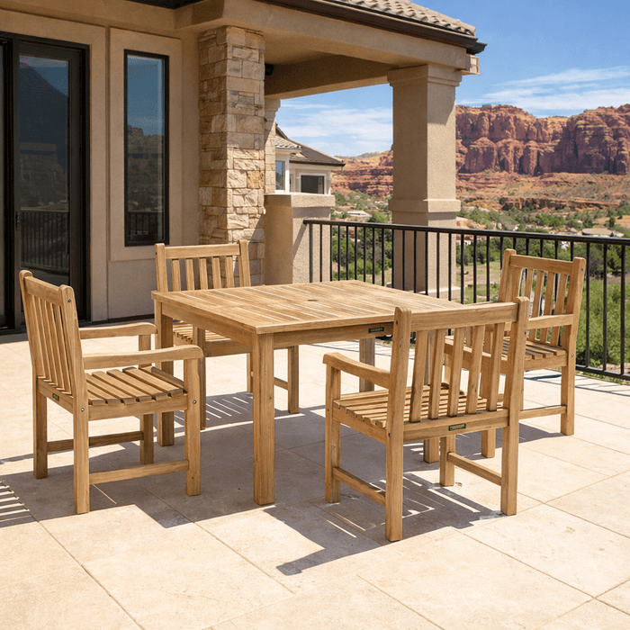 Solid Teak Outdoor Dining Table Set - Windsor (Table) & Classic (4 Chairs) - Teak HQ™