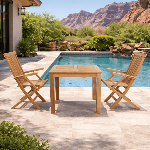 Square Teak Table / Chairs - Bahama (Table) & Classic (2 Chairs) - Teak HQ™