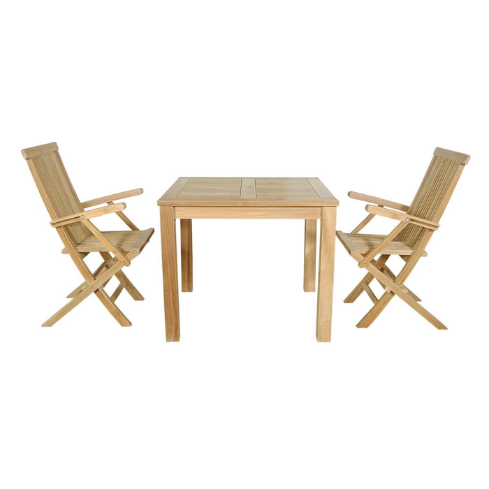 Square Teak Table / Chairs - Bahama (Table) & Classic (2 Chairs) - Teak HQ™