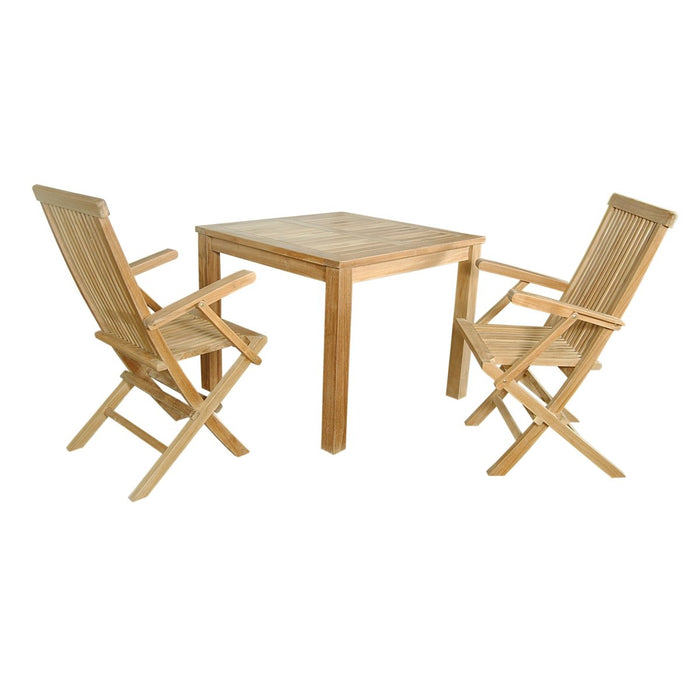 Square Teak Table / Chairs - Bahama (Table) & Classic (2 Chairs) - Teak HQ™